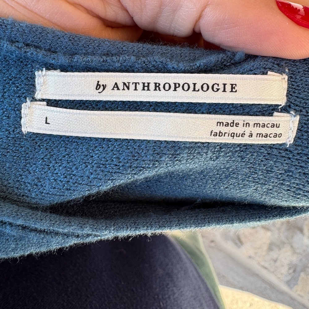 Anthropologie Modern Off-The-Shoulder Sweater TURQUOISE size L preloved - Picture 8 of 11